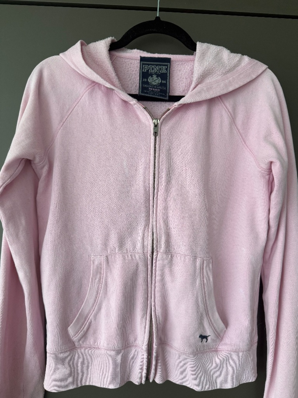 VS PINK Vintage Peace Heart Hoodie Sweater Size M Pink Victorias Secret Sweater - Picture 2 of 6